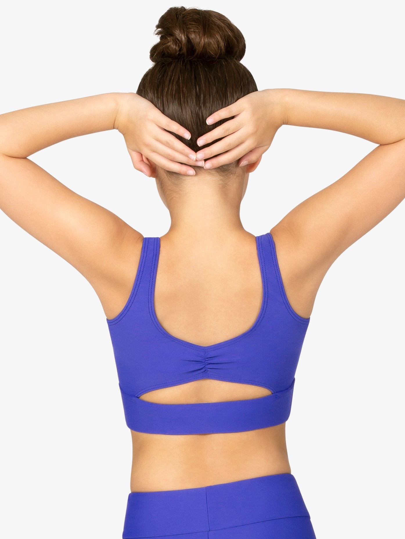 Girl's pinched back blue bra top